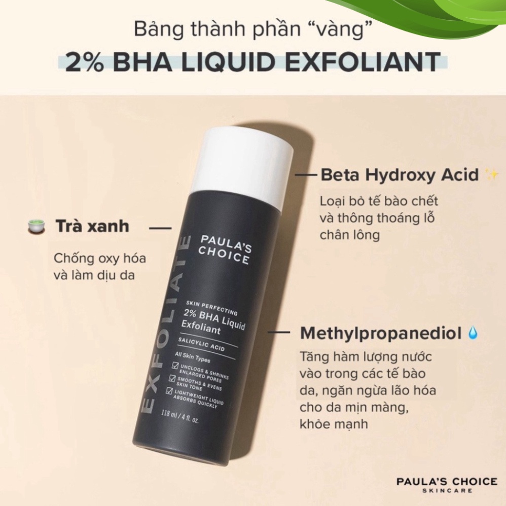 Tẩy da chết hóa học Paula's Choice Skin Perfecting 2% BHA Liquid Exfoliant Beauty Pharmacy BPR054 1 1