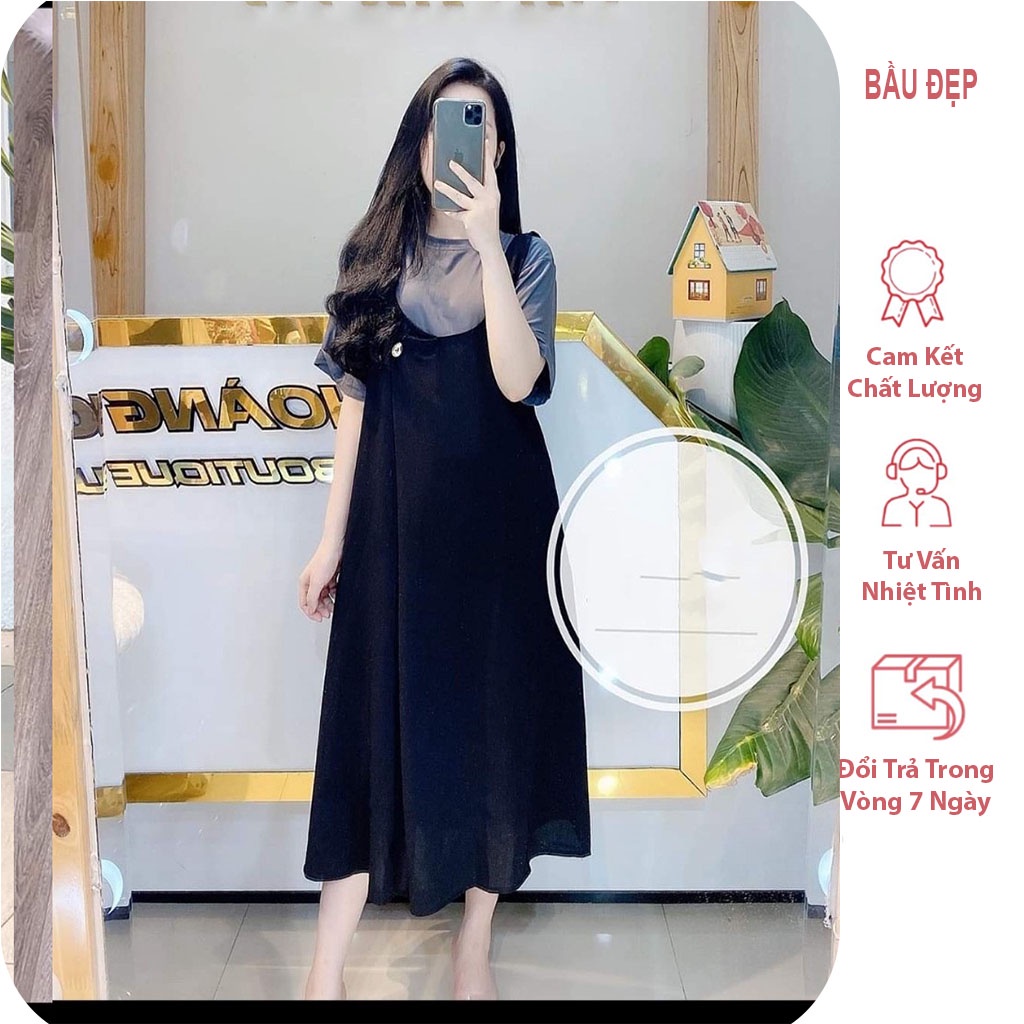 VÁY YẾM BẦU THỜI TRANG- ĐẦM BẦU CÔNG SỞ DÁNG SUÔNG
