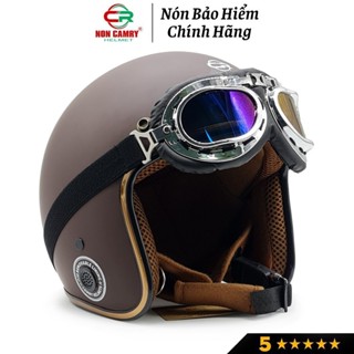 Mũ bảo hiểm 3/4 đầu NON CAMRY chính hãng, màu nâu trẻ trung, ron đồng cao cấp, Freesize (54-59cm)