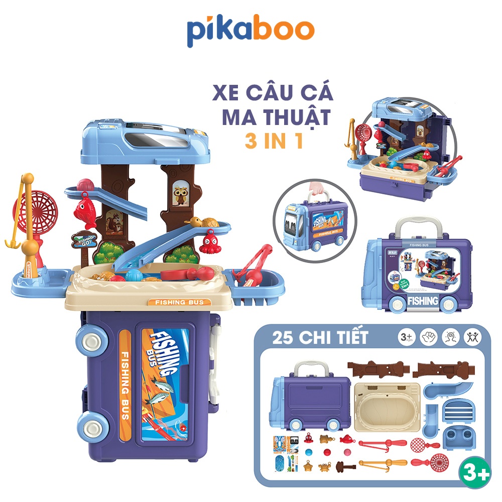 Đồ chơi câu cá 3 trong 1 đồ chơi  nhập vai giáo dục sớm cao cấp Pikaboo chất liệu nhựa ABS an toàn
