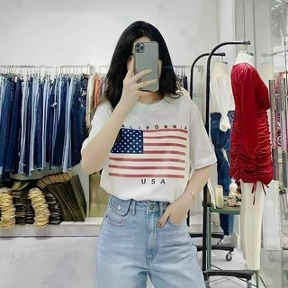 Áo thun giấy lá cờ fom rộng