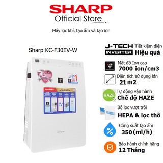 Máy lọc không khí tạo ẩm sharp kc-f30ev-w - bảo hành chính hãng 12 tháng