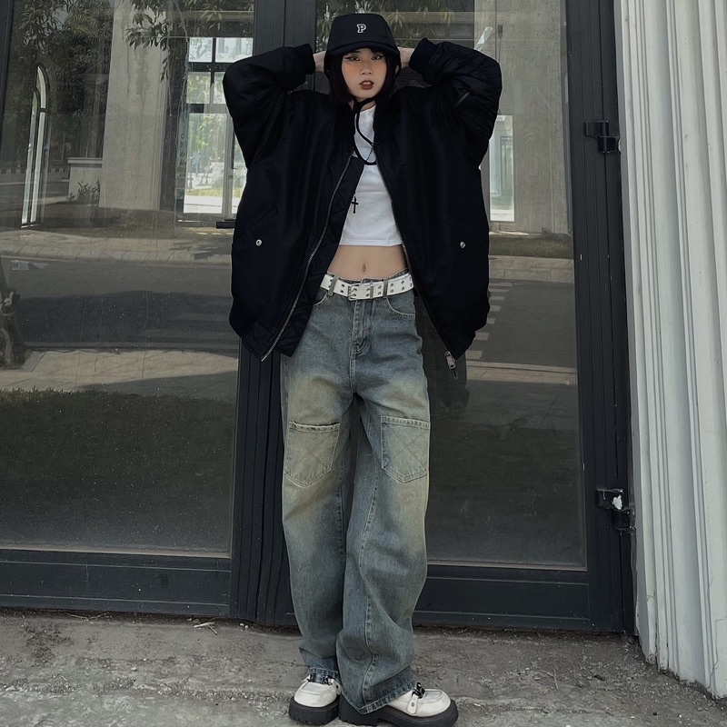 Quần jeans 6 TÚI VUÔNG CHÉO màu siêu lạ, form cho cả nam và nữ