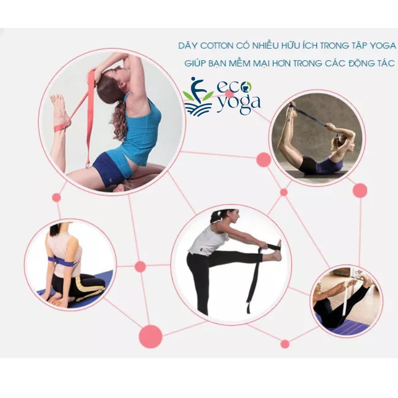 Dây tập Yoga Cotton A didas cao cấp loại tốt giá rẻ 1m8 - Dây đai hỗ trợ kéo giãn chân tay uốn người tập yoga