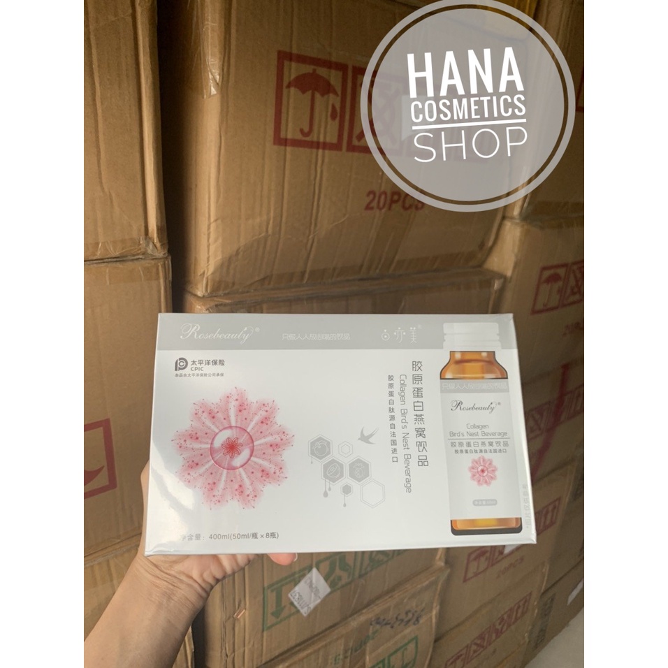 COLLAGEN ROSE BEAUTY YẾN TRẮNG DA  Hộp 8 chai