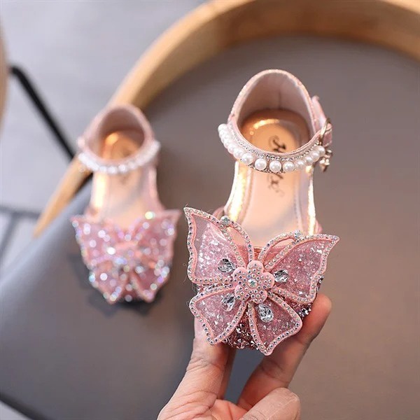 Giày bé gái nhỏ xinh có gót thấp - Hồng