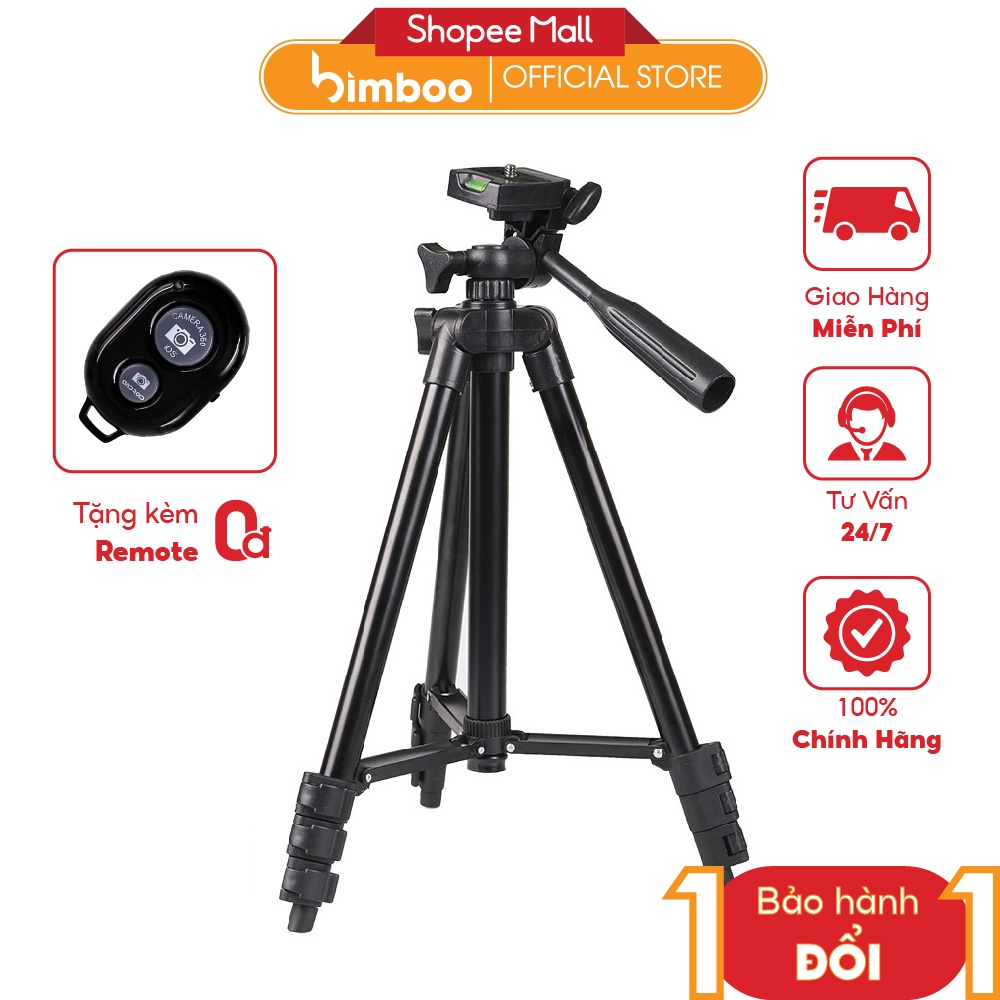 Kẹp Điện Thoại Livestream BIMBOO Kèm Giá Đỡ Điện Thoại Tripod, Gậy 3 Chân Chụp Hình Tự Sướng
