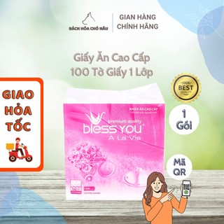 [Quét Mã QR Chính Hãng] Khăn Giấy Ăn Vuông Bless You À La Vie 100 Tờ 1 Lớp Bung ra thành 33x33 cm Cao Cấp