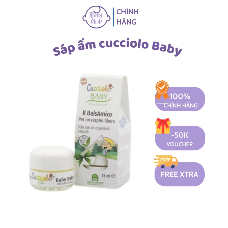 Sáp giữ ấm Cucciolo Baby (15ml)-Từ Italy, thành phần tự nhiên, bảo vệ hô hấp, giảm ho, sổ mũi