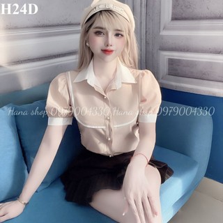 Áo sơ mi tay ngắn cổ viền