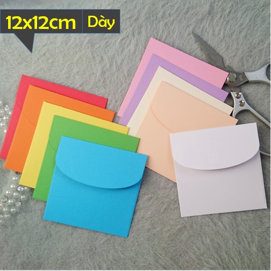 Set 10 Bao thư 12x12cm nhiều màu giấy cứng