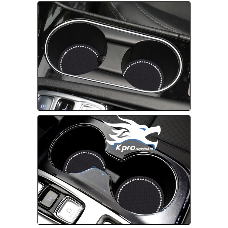 Bộ 2 lót ly silicon đính đá để trên ô tô, xe hơi - Hàng Kpro chất lượng cao