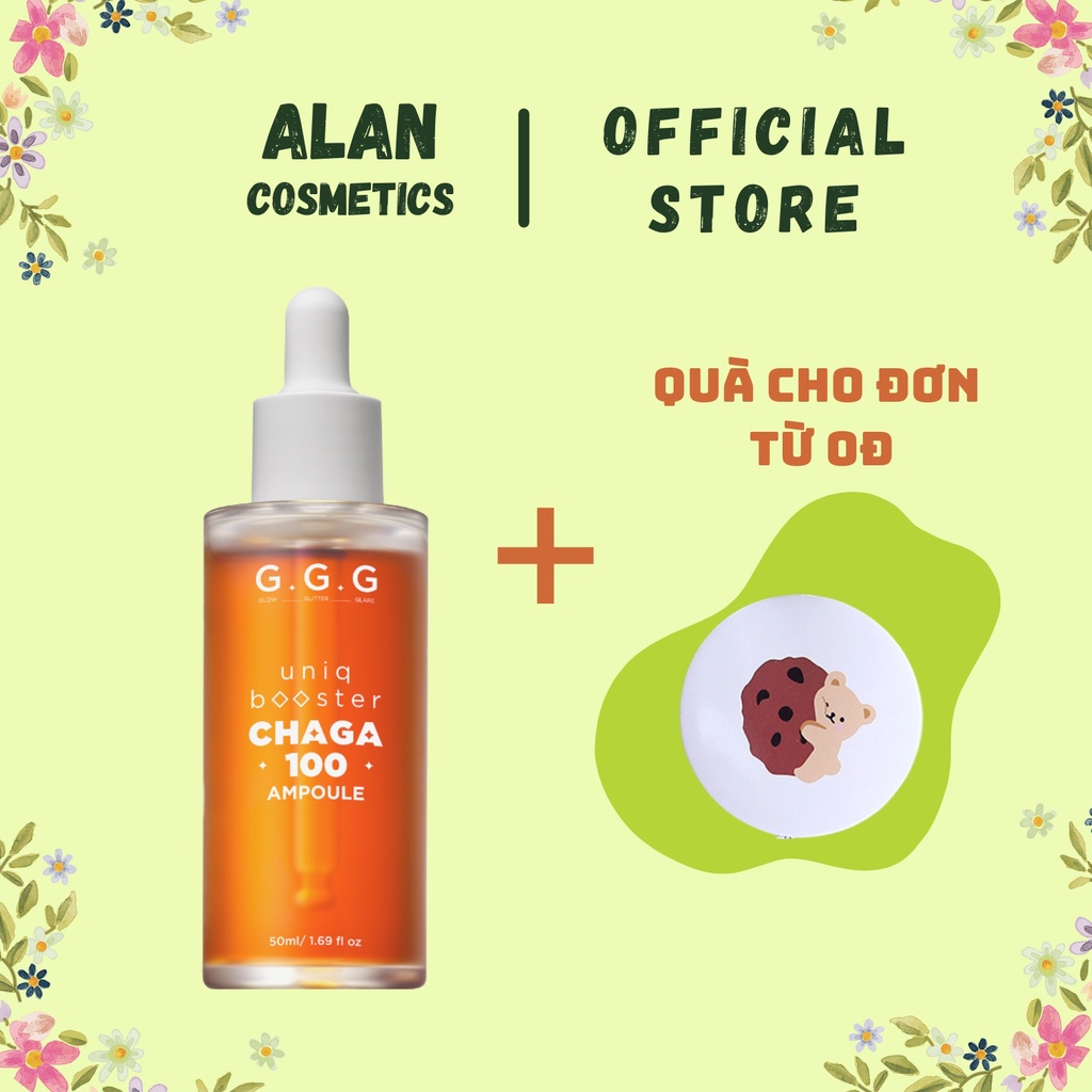 Tinh Chất Nấm Chaga GGG Uniq Booster Chaga 100 Ampoule Cấp Ẩm Phục Hồi Dịu Da 50ml