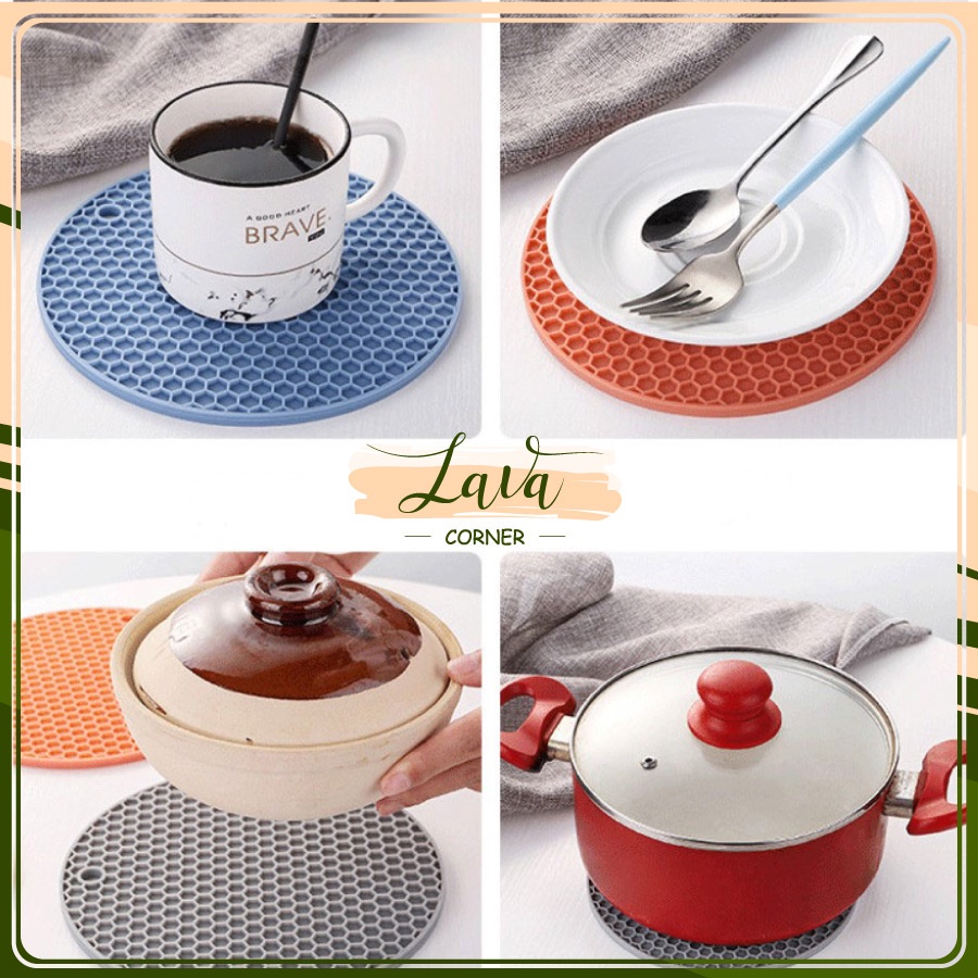 Lót nồi silicon chống trơn trượt đa năng phong cách Bắc Âu hình tròn