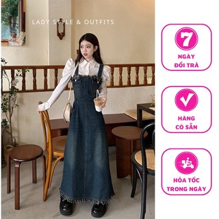 Đầm Yếm Jean Dáng Dài Phong Cách Vintage LADY STYLE & OUTFITS