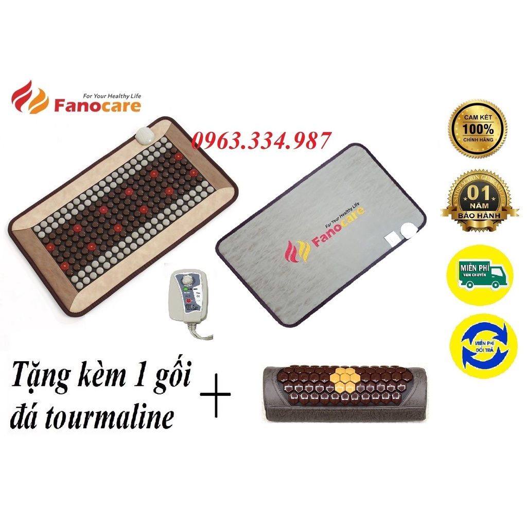 Thảm/Nệm đá nhiệt nóng Fanocare KT 50x80cm (Thảm đắp)kết hợp hồng ngoại laze (Tặng quà)