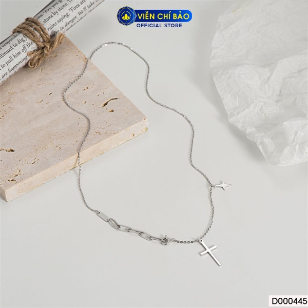 Dây chuyền bạc nữ thánh giá ngôi sao chất liệu bạc Ý 925 thời trang phụ kiện trang sức Viễn Chí Bảo D000445