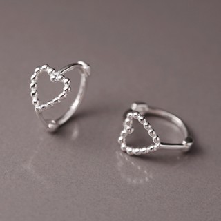  Khuyên tai nữ bông tai nữ bạc s925 khuyên khung trái tim đốt tròn móc vòng phong cách Hàn Quốc Cá jewelry KB143 