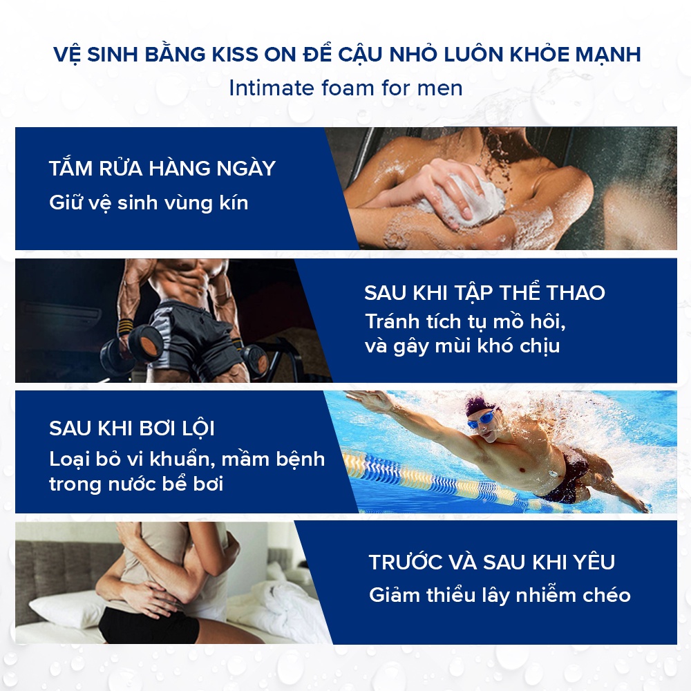 Dung dịch vệ sinh nam tạo bọt KISS ON giúp làm sạch, khử mùi hôi bọt vệ sinh nam giới kisson 100ml TM-KI-VS01