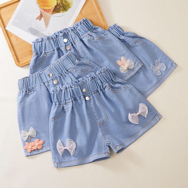 Quần Short Jean Trẻ Em, Quần đùi kiểu Hàn Quốc Dành Cho Bé Gái Diện Hè Siêu Dễ Thương, Quần Sooc Hàng Quảng Châu Cao Cấp
