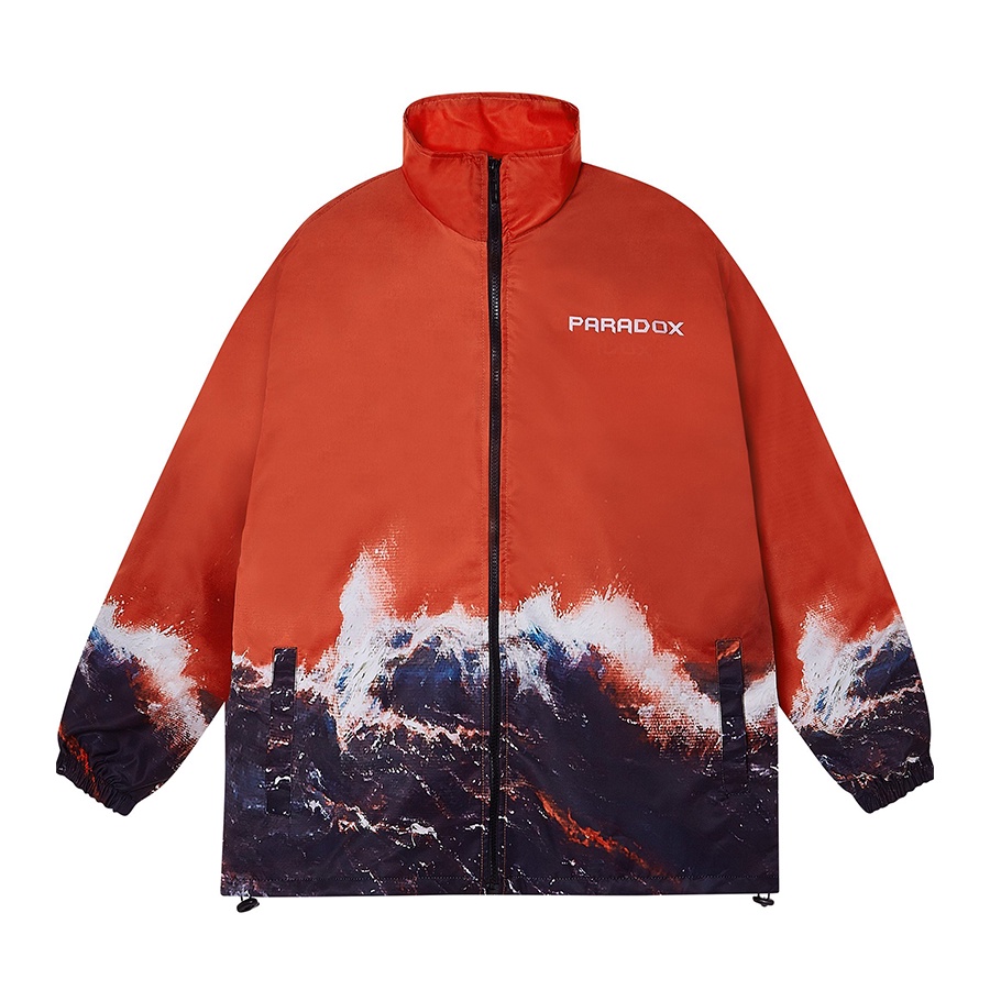 Áo khoác dù 2 lớp Paradox form rộng - Unisex - In hình - RED WAVE