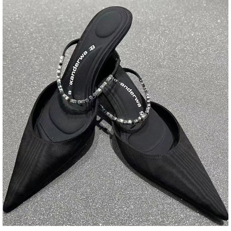 Dép Cao Gót Mũi Nhọn Cài Khóa Đính Đá Thời Trang Xuân Hè Hàng Mới 2023