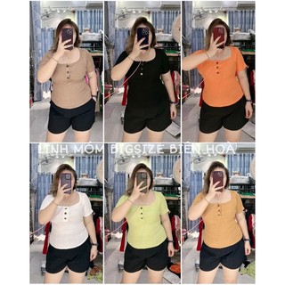 ÁO CỔ VUÔNG NÚT GỖ CỘC TAY BIGSIZE LINH MÓM