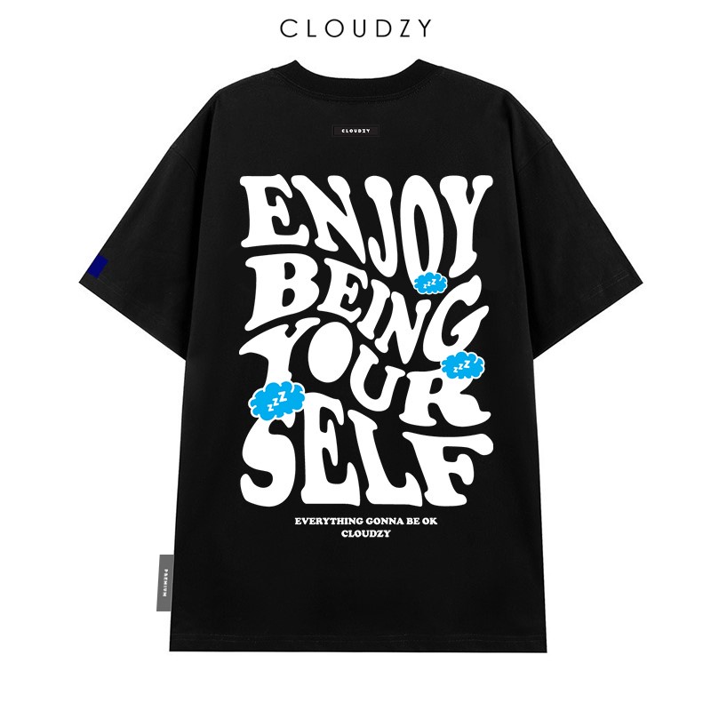 Áo thun nữ nam unisex tay lỡ phông local brand form rộng teen cổ tròn oversize cotton màu đen trắng tee CLOUDZY ENJOY