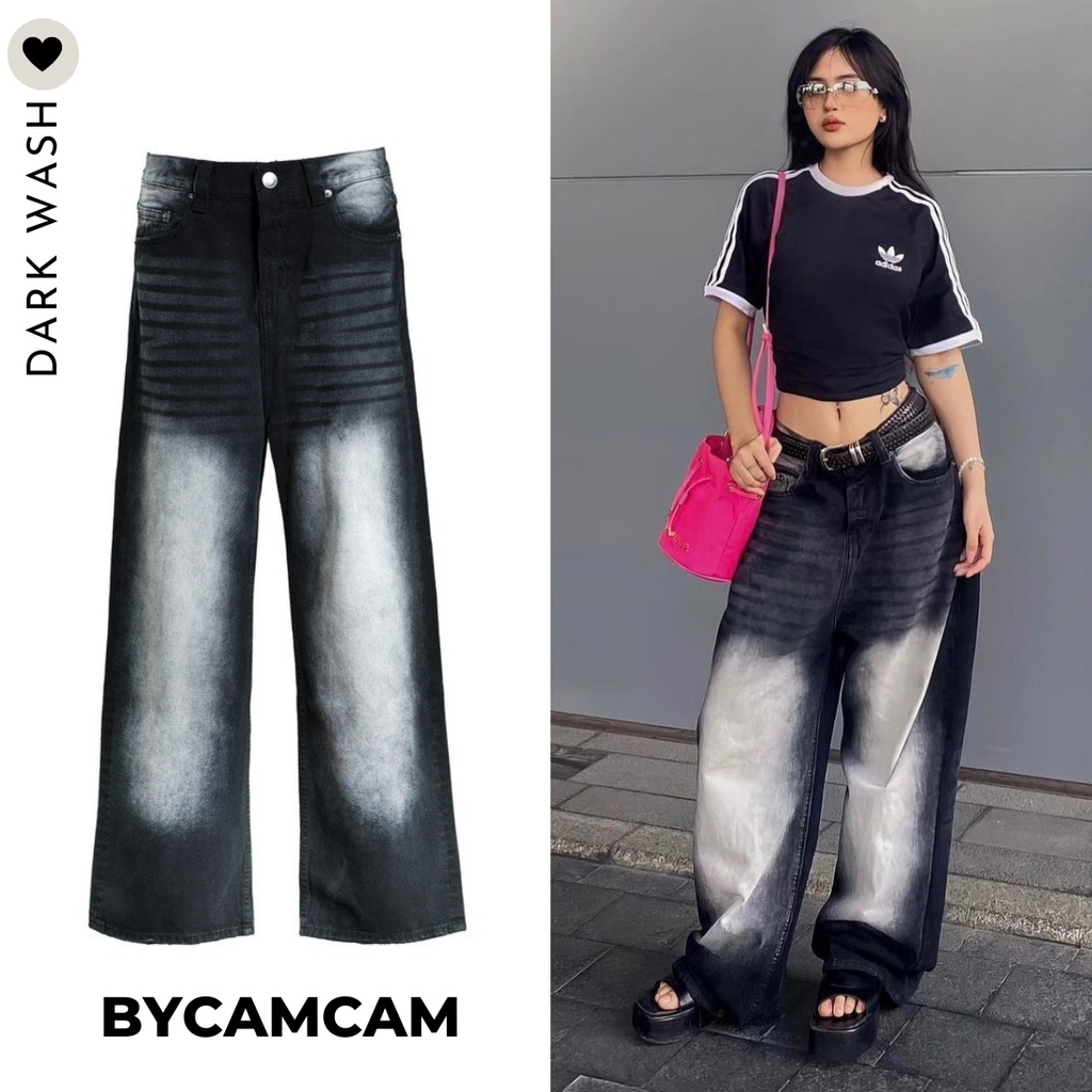 Quần Jean Ống Rộng Cạp Thấp DARK WASH 2023 𝘽𝙮.𝘾𝙖𝙢𝙘𝙖𝙢 | BigBuy360 - bigbuy360.vn