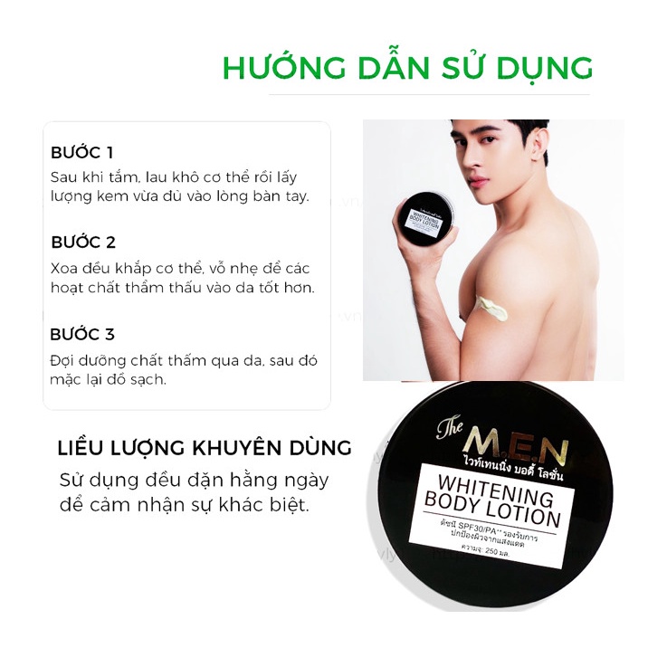 Kem dưỡng trắng da toàn thân cho nam The MEN Whitening Body Lotion 250g