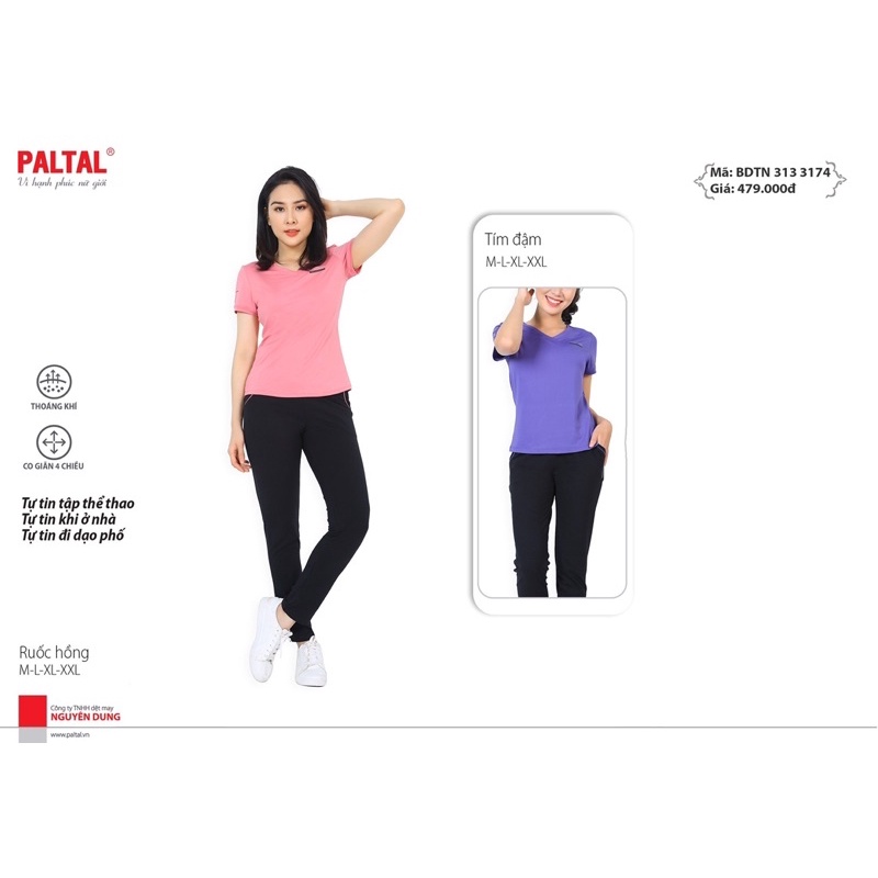 Paltal Đồ bộ nữ mặc nhà thể thao kiểu quần dài tay ngắn poly mè 3133174