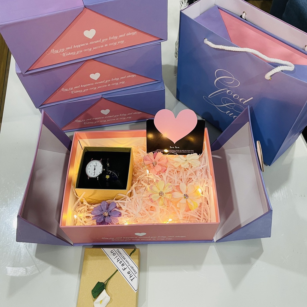 Hình ảnh ( 23*17*9 cm)NEW–Combo hộp quà, tặng kèm thiệp tình yêu, Hộp quà Valentine, hộp quà tặng khóa tim sang trọng #9