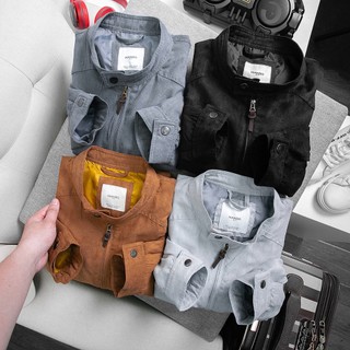áo khoác nam hai lớp áo khoác da lộn suede cúc bâm nam VNXK giảm giá