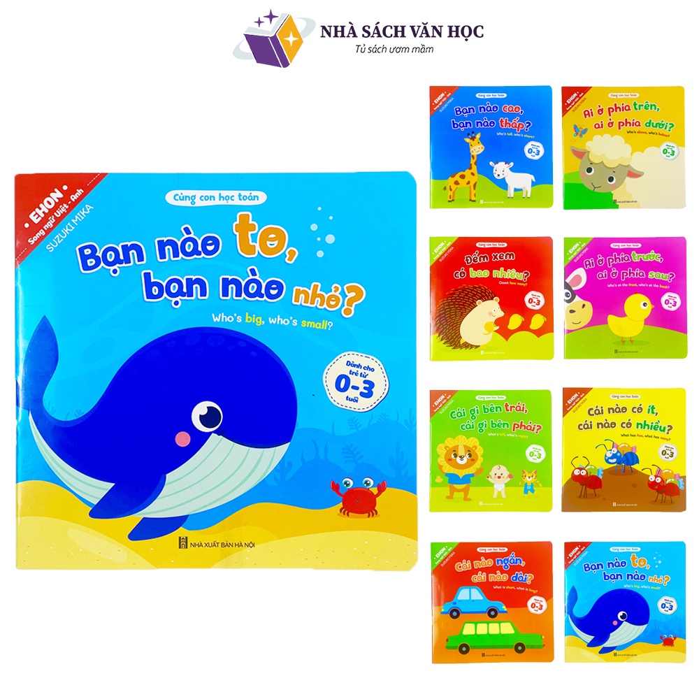Sách - Combo 8 Cuốn Ehon Toán Học Đầu Đời Cho Bé 0-3 Tuổi - Cùng Con Học Toán - Song Ngữ Anh Việt.