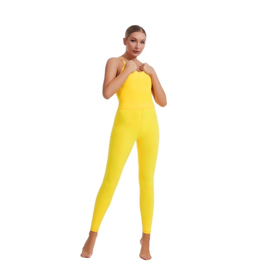 Bộ Jumpsuit Yoga Gym Màu Vàng J85 (Hàng Quảng Châu Cao Cấp)