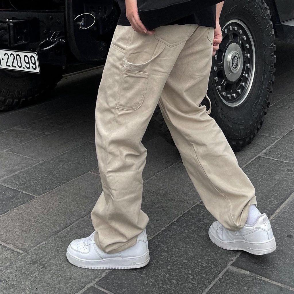 Quần cargo pants nam ống rộng hiphop, quần kaki suông đính nút Zinti QD46