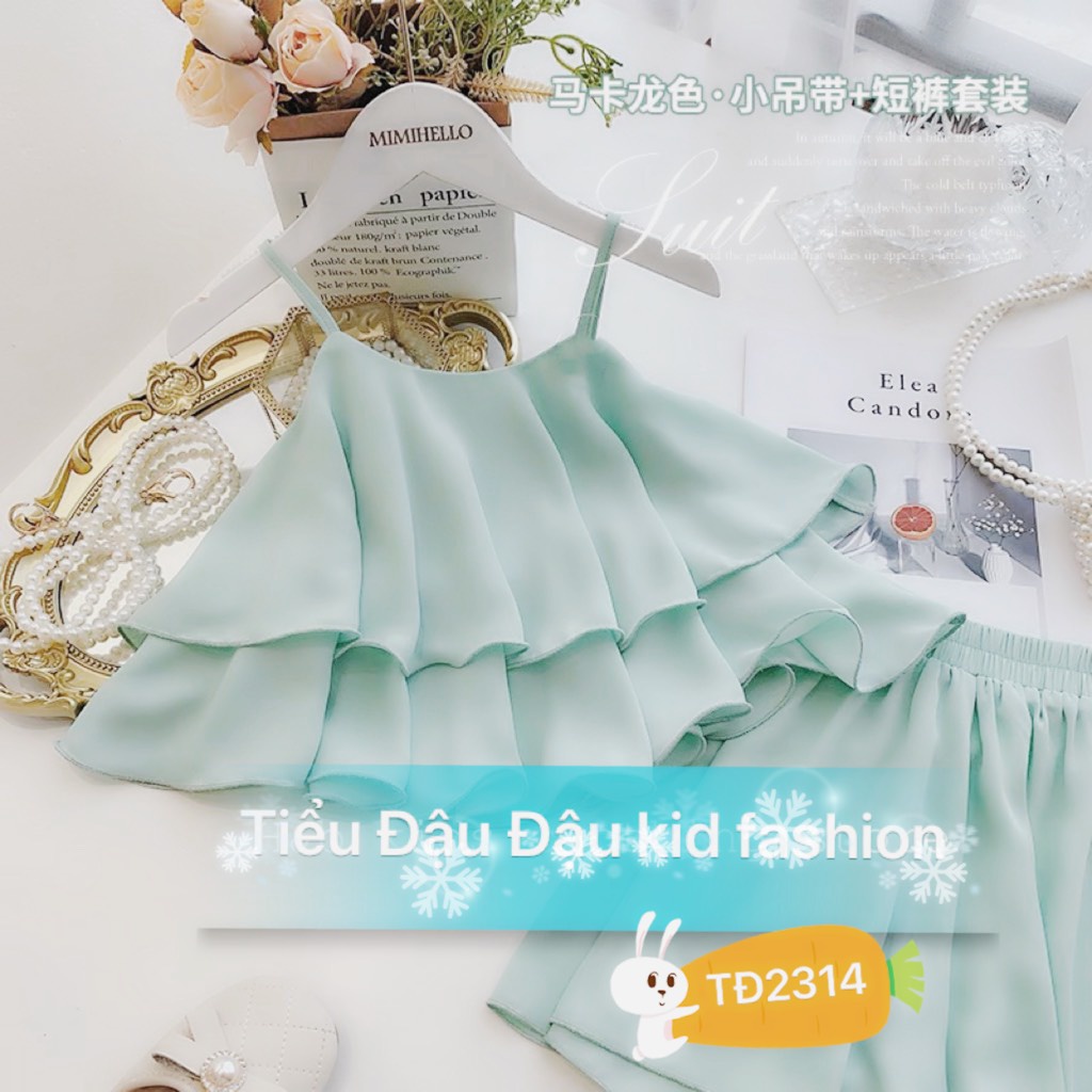 Váy 2 dây bánh bèo sexy thoáng mát cho bé, chất liệu vải lụa mango mặc nhẹ đủ size cho bé từ 10-24kg