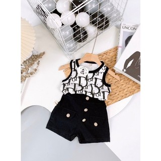 Set Áo Thun Quần Đen Siêu Cưng Bé Gái
