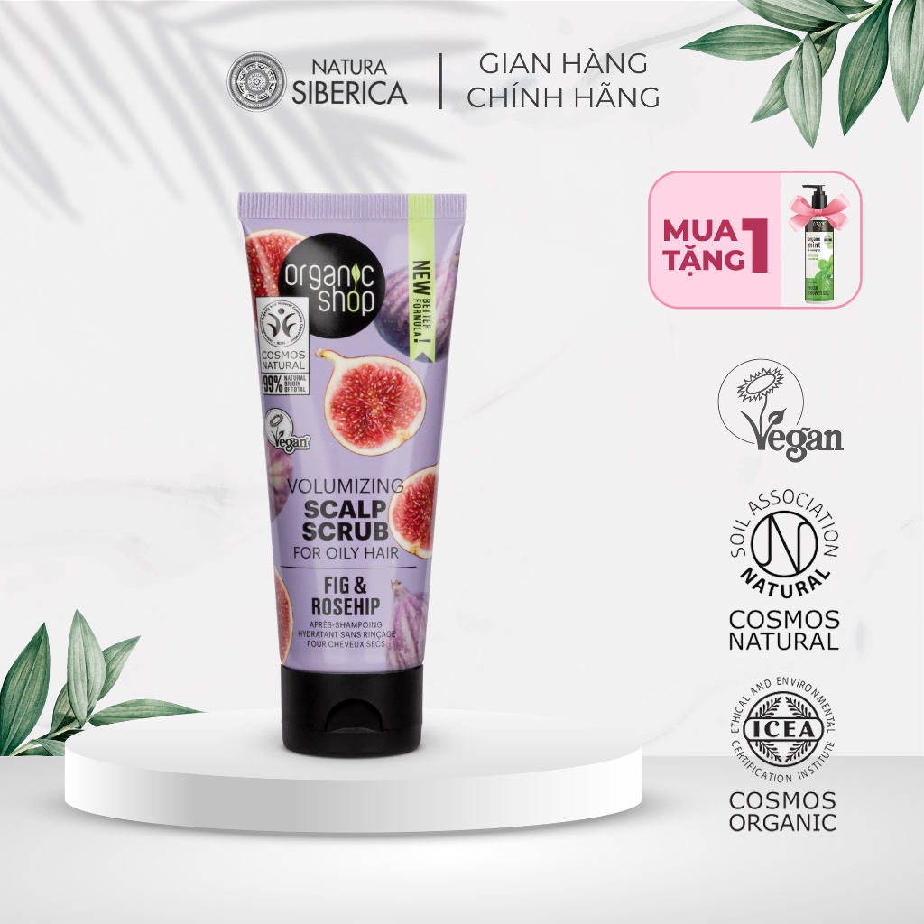 Tẩy tế bào chết da đầu ORGANIC SHOP chiết xuất quả sung ngọt Mỹ và nụ tầm xuân 75ml