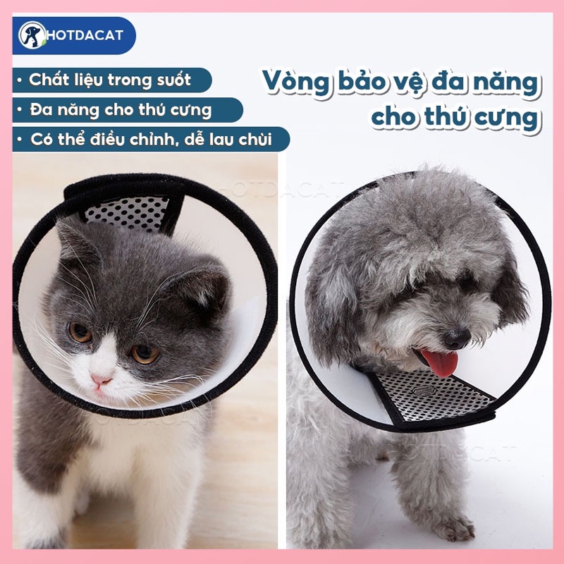 Hotdacat Vòng chống liếm cho chó mèo - vòng loa chụp cổ bảo vệ chống cắn cho thú cưng