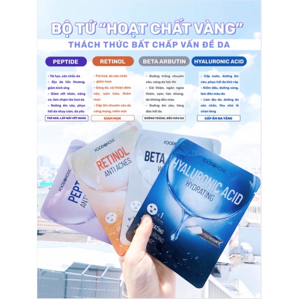 Combo 5 Mặt nạ giúp dưỡng trắng, làm đều màu da Foodaholic Beta Arbutin Whitening Mask 23ml x 5 - BETA ARBUTIN