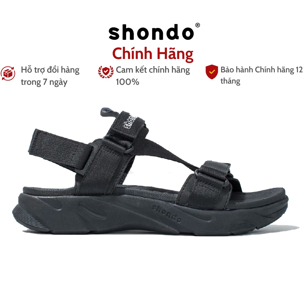 Giày Sandals nam nữ Shondo F8 Full Đen F8M1111