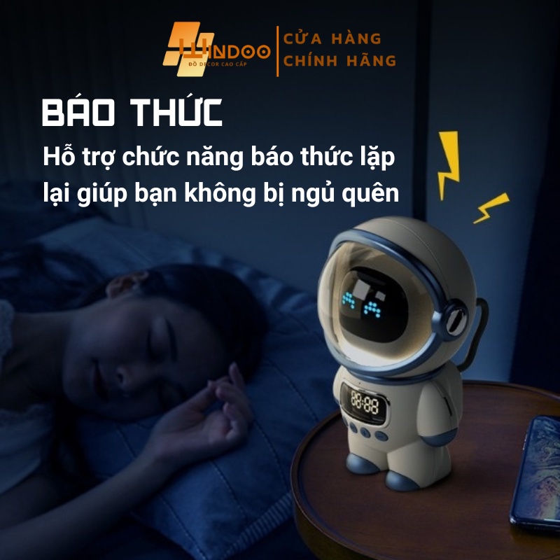 Loa bluetooth thông minh AI phi hành gia, loa nghe nhạc có đồng hồ báo thức đèn ngủ độc đáo | BigBuy360 - bigbuy360.vn