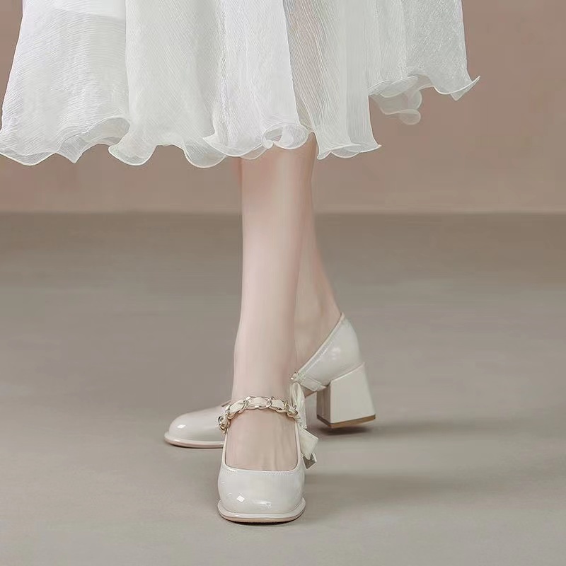 Giày nữ lolita giày cao gót của mary jane giày da đế dày