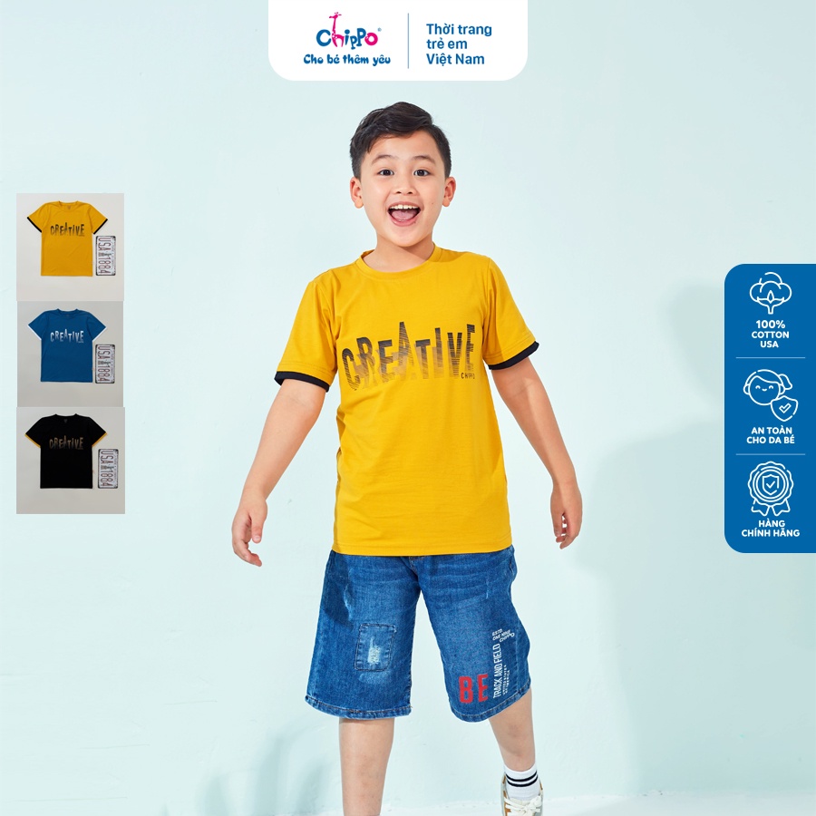 Áo phông cộc tay Chippo chất liệu 100% cho bé trai áo thun mùa hè cho bé trai 11-14 Tuổi