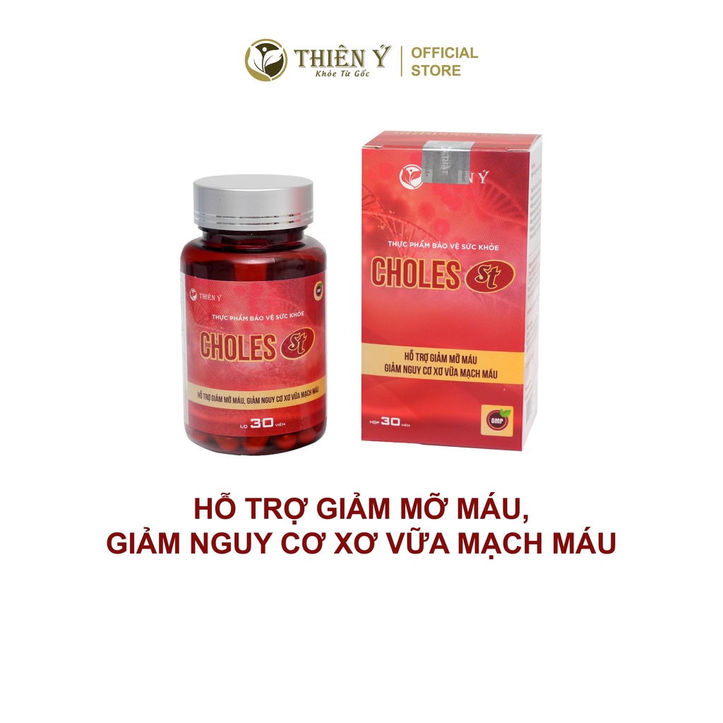 Viên Uống Choles ST Thiên Ý TY018 Hổ Trợ Giảm Mỡ Máu, Giảm Cân, Tăng Cường Giải Độc Gan Hộp 30 Viên Nang