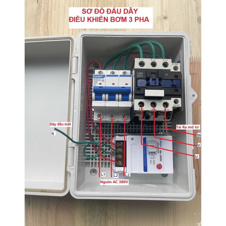 Tủ điện điều khiển từ xa máy bơm 1 pha 3 pha 1000 mét [ Tủ Lắp Sẵn ]