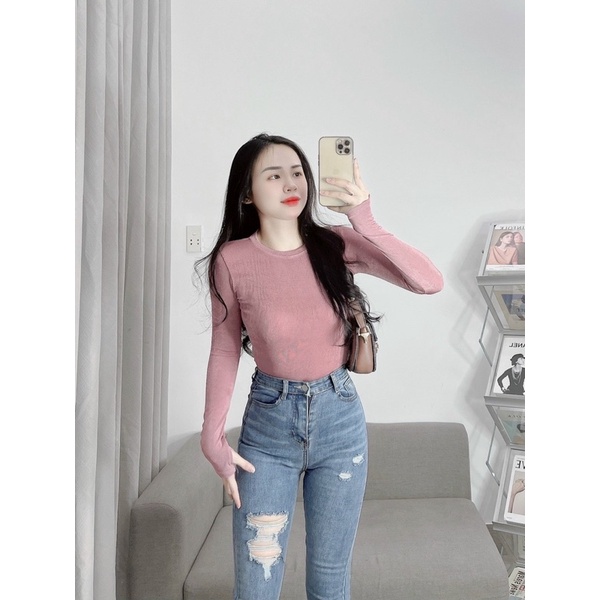 Áo nhung nhũ tay dài