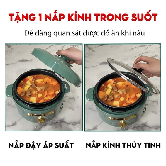 Nồi áp suất điện đa năng VENKO 4L chính hãng, nấu lẩu, nấu cháo, nấu cơm, ninh xương, chiên xào
