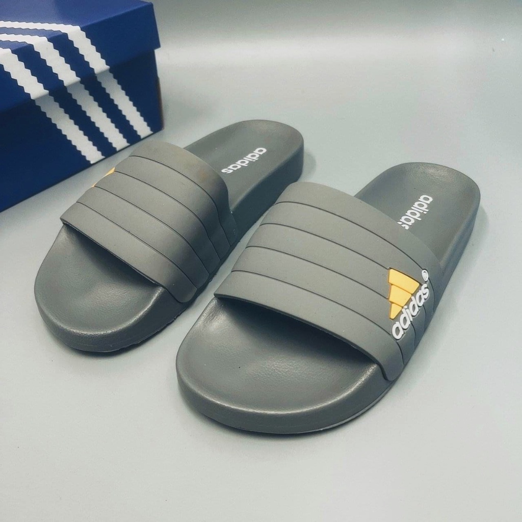 Dép Đế Cao 3 Phân Kiểu Dáng Quai Ngang Unisex, Dép Nam Adidas Chính Hãng Đúc Màu Xám